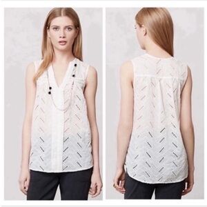 Anthropologie Leifnotes Annie tank top white eyelet v neck